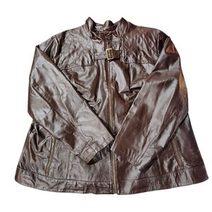 Jessica London 100% brown leather jacket Size 26 (3XL)